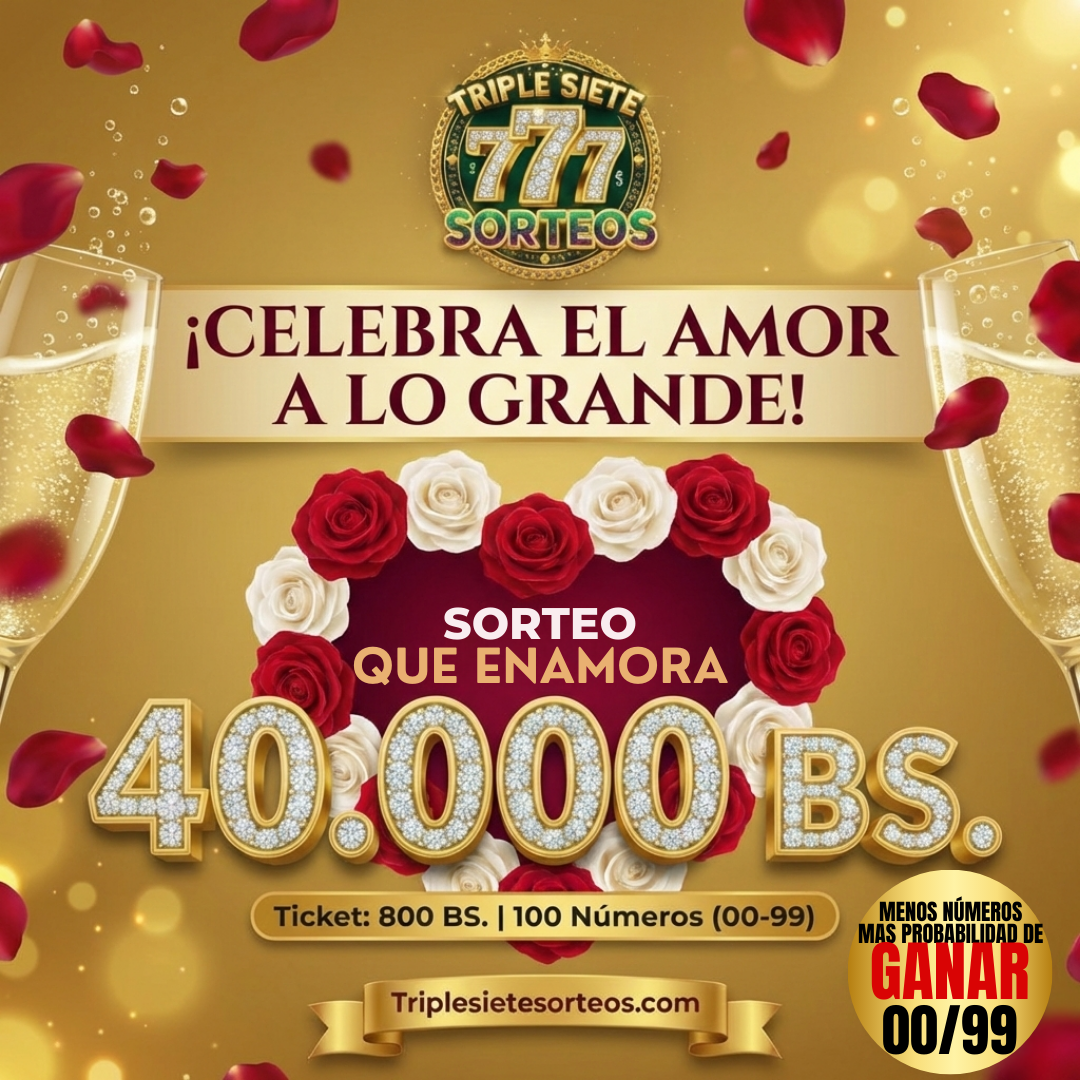 Flyer Sorteo Especial: Semana del Amor – ¡Gana 40.000 Bs para tu cita ideal!