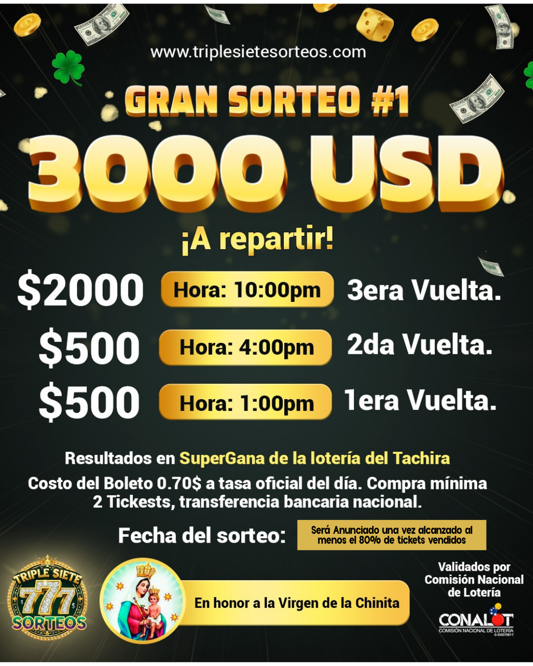 Flyer 🏆 Gran Rifa Inaugural: ¡Tenemos $3000 USD a Repartir! 🏆